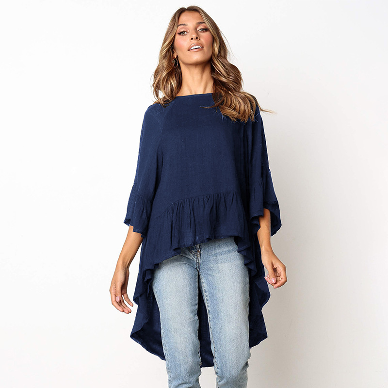 Irregular T Shirt Solid Color Femme Long Back Short Front Tops Ripped Kawaii Plus Size Fashion Seven-quarter sleeve tops, White
Irregular T Shirt Solid Color Femme Long Back Short Front Tops Ripped Kawaii Plus Size Fashion Seven-quarter sleeve tops, White