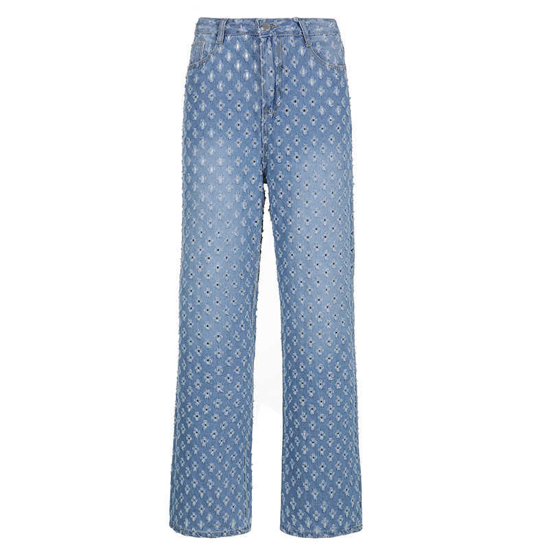 Streetwear Vintage Hot Ripped Baggy Jeans Women Harajuku Casual Cargo Pants Aesthetic 90s High Waisted Trousers Cuteandpsycho H0908