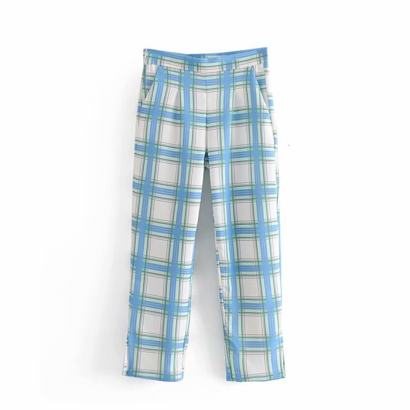 capris ankle length pantalones fancy plaid high waist pants pockets women's fly side, Black;white
capris ankle length pantalones fancy plaid high waist pants pockets women's fly side, Black;white