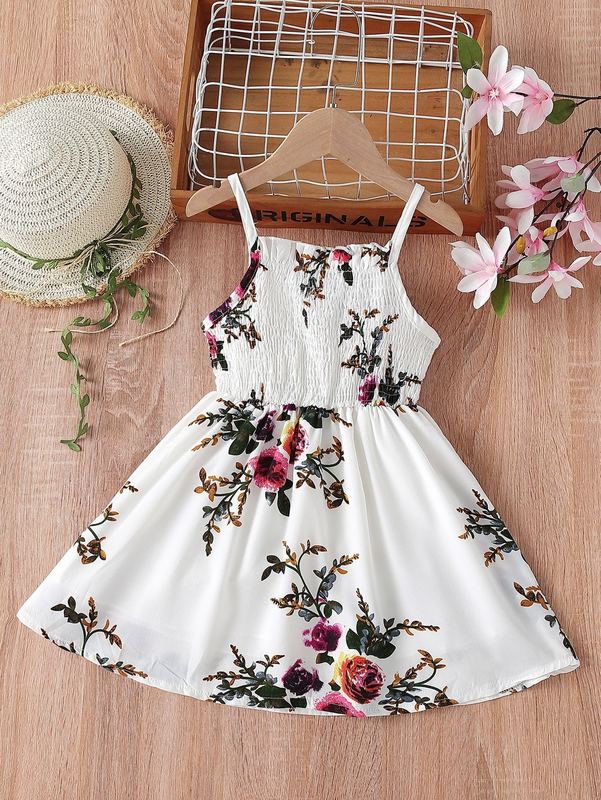 Toddler Girls Floral Shirred Cami Dress SHE R250424