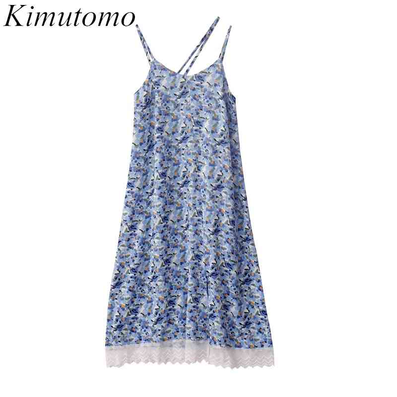 Kimutomo Floral Suspender Dress Women Summer Irregular Lace Stitching O-neck Sleeveless Slimming Waist A-line Vestido Female 210521, Blue
Kimutomo Floral Suspender Dress Women Summer Irregular Lace Stitching O-neck Sleeveless Slimming Waist A-line Vestido Female 210521, Blue