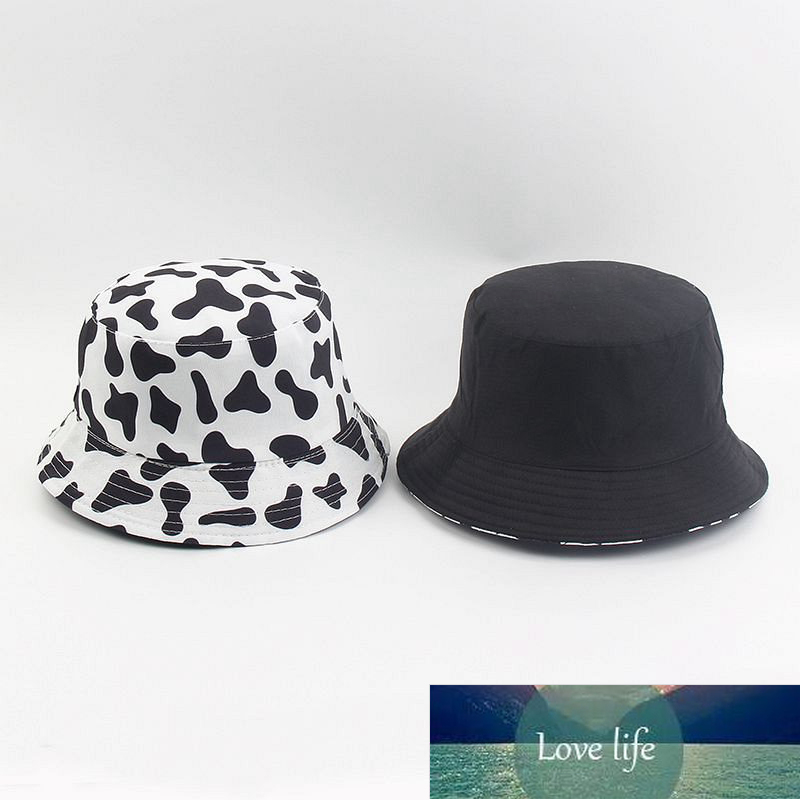 New Fashion Reversible Black White Cow Print Bucket Hat Panama Summer Sun Caps For Women Men Fisherman Hat Factory price expert design Quality Latest 