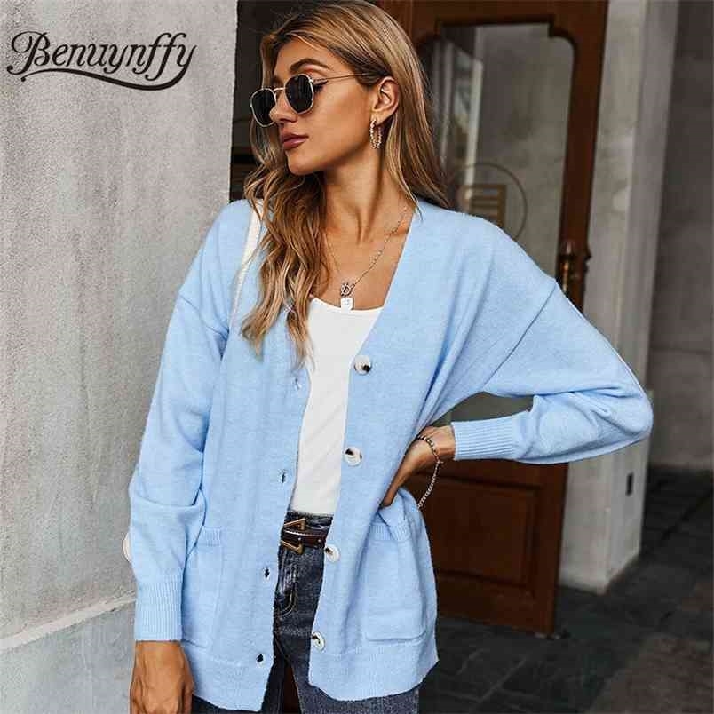 Autumn Winter Single Breasted Women Cardigan Korean Fashion Knitted s Female Casual Pocket Sweater 210510