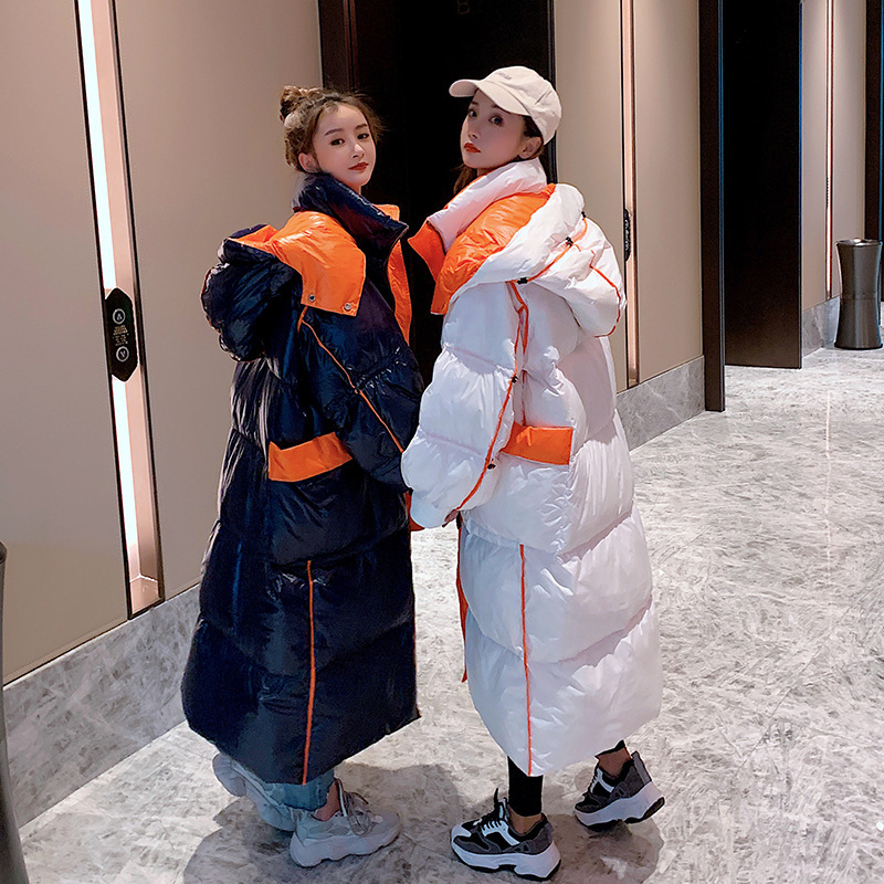 Oversize Puffer Jacket Women 90% White Duck Down Fashion Thicken Warm Casual Hooded Glossy Winter Female Coat Snowwear 210510