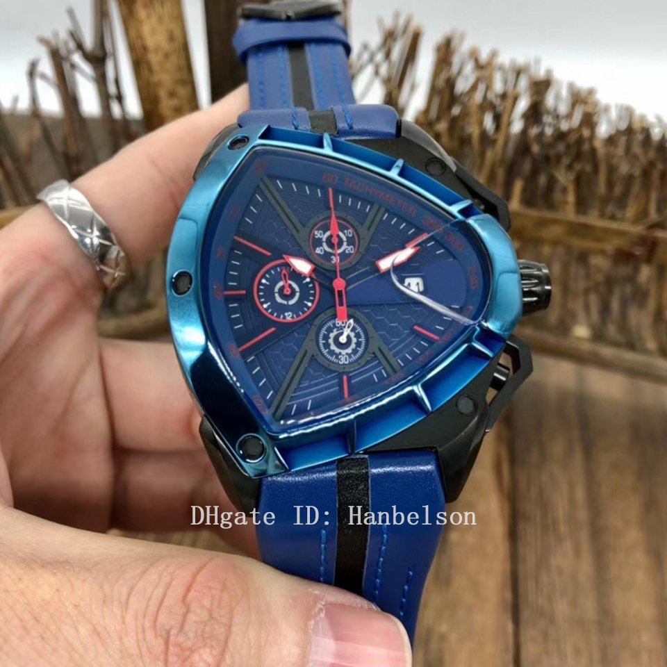 Montre de luxe QUARTZ chronograph movement Blue mens watches Sports car style dial Leather strap Wristwatches reloj
Montre de luxe QUARTZ chronograph movement Blue mens watches Sports car style dial Leather strap Wristwatches reloj