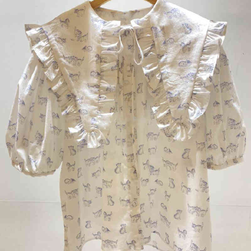 Nomikuma Summer New Polka Dot Blouses Causal Bow Tie Ruffle Poater Pan Collar Woman Shirts Sweet Korean Blusas Top 6H119 210427