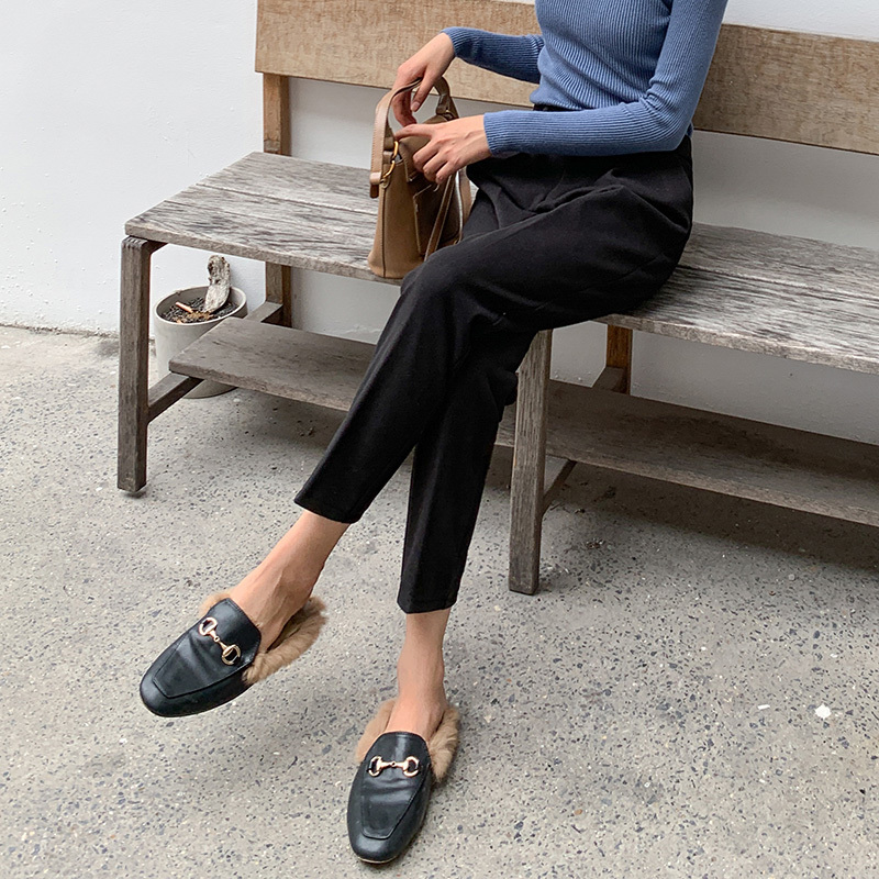 Winter Wool Pants women High Slim Waist Harem Elegant Trousers Female OL Autumn Warm Women's Ankle-Length 210514