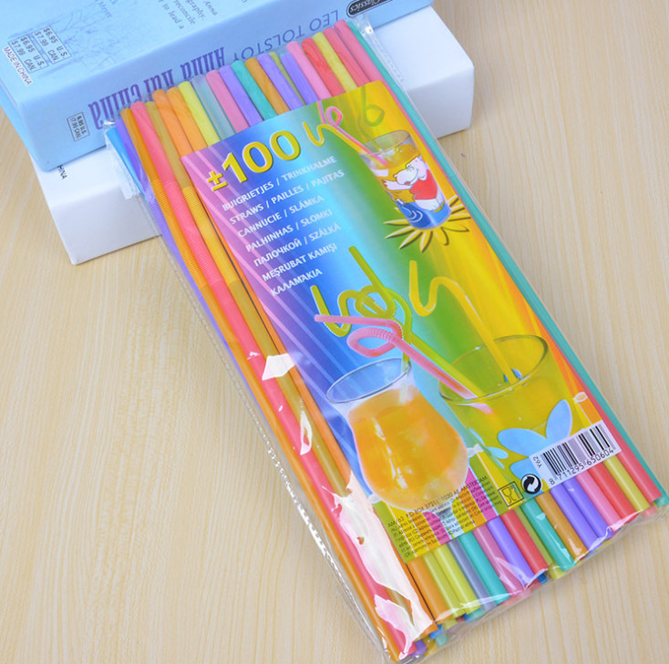 The latest color art straws disposable shape juice drinks, one set = 100 packs can be bent, made of food-grade materials Free shipping