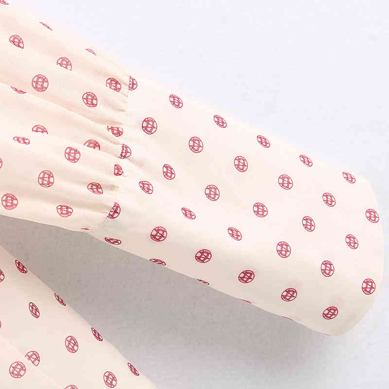 Sweet Chic Bow Flowers Printed Blouse Women Fashion O-Neck Shirts Elegant Ladies Long Sleeve Tops 210520