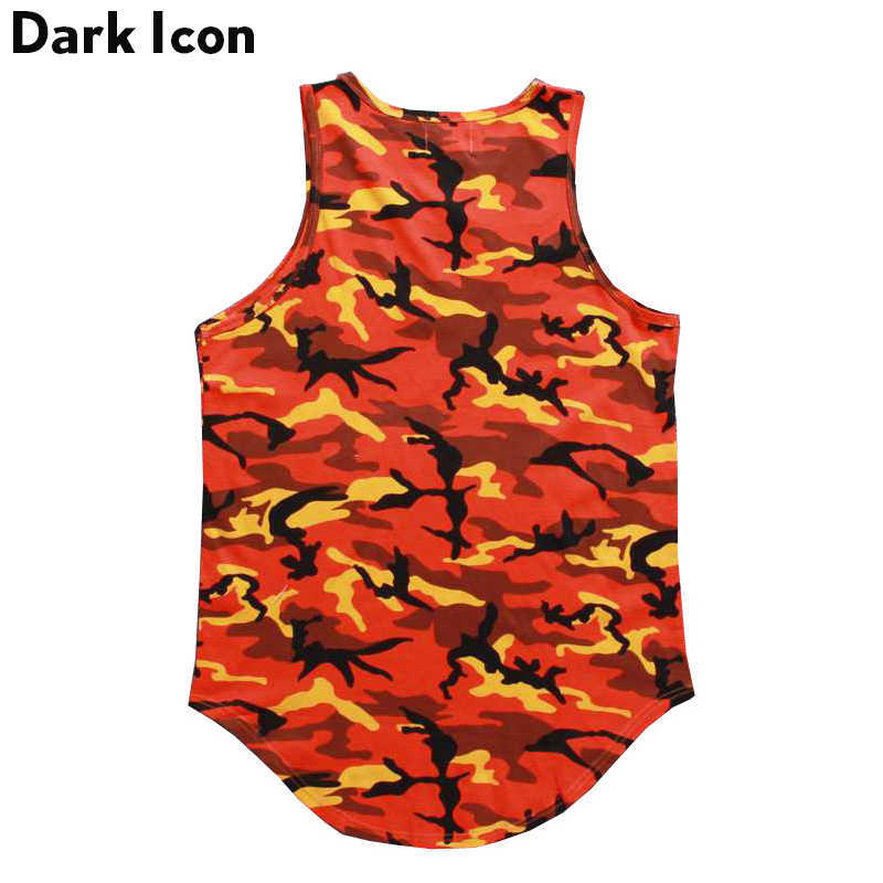 Camouflage Extended Hip Hop Tank Top Men Women Summer Curved Hem Longline Mens Tank Top 210603