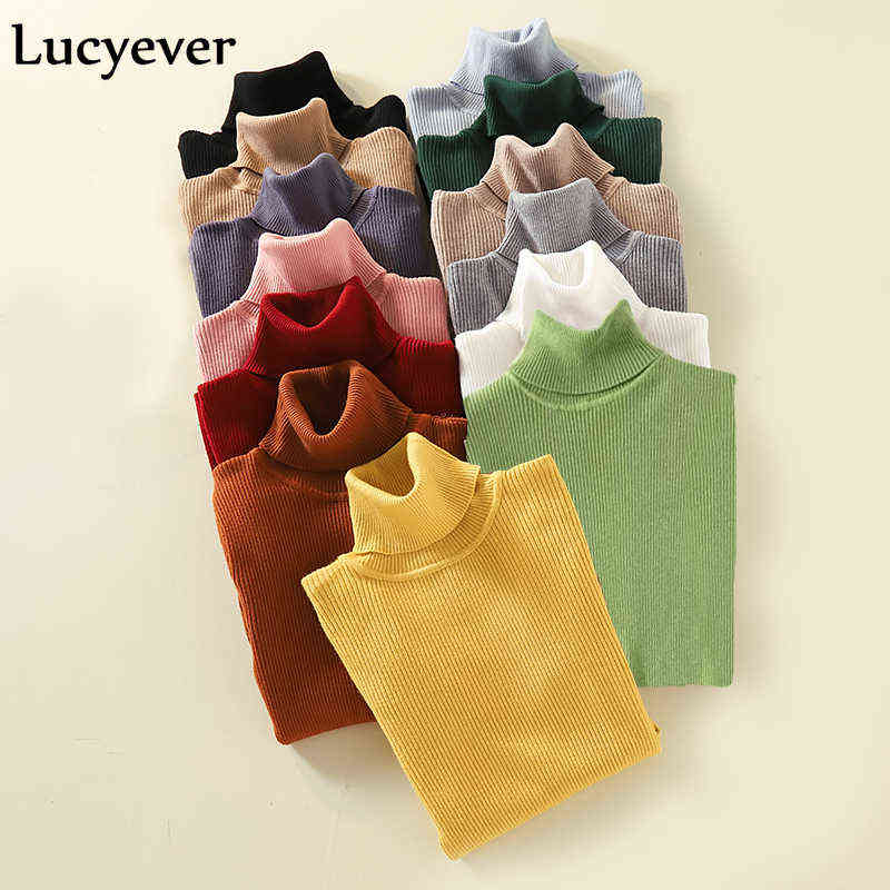 JMPRS Turtleneck Women Pullover Sweater Spring Jumper Knitted Basic Top Fashion Autumn Long Sleeve Korean Ladies Clothes 211109