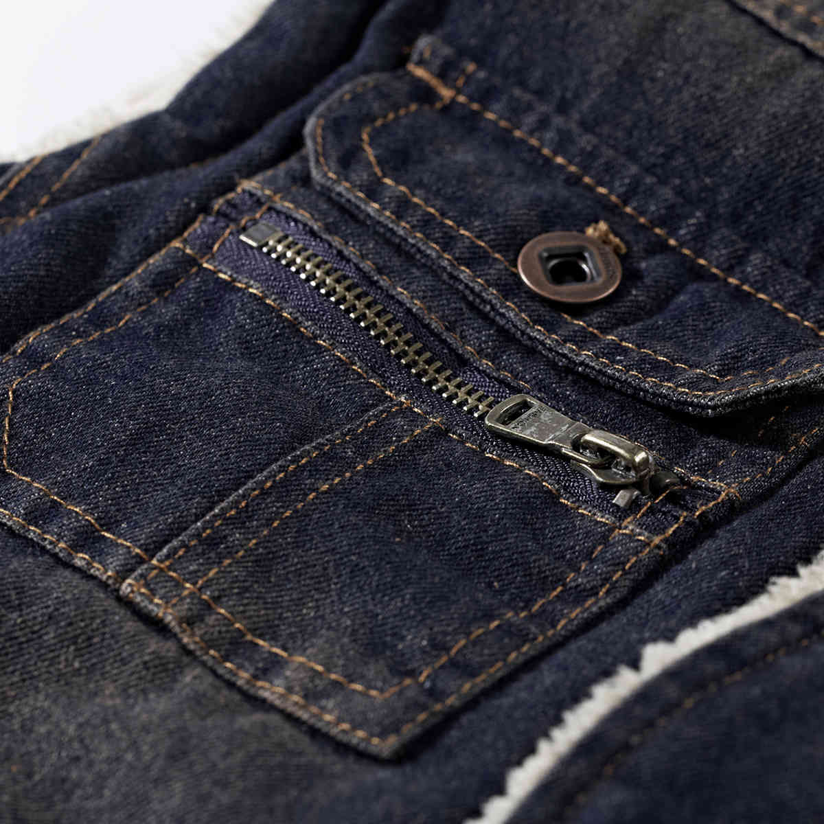 Sleeveless Bodywarmer Vest Jacket Men Winter Warm Fleece Male Casual Biker Waistcoat Cotton Many Pocket Denim Vest Outwear 210518