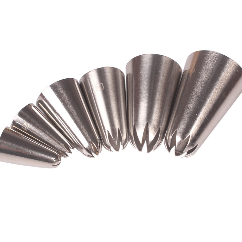 6Pcs/Set Silver Pastry Nozzle Fondant Decor 8-tooth Kitchen Gadgets Cookies Supplies 304 Stainless Steel Cakes Decoration