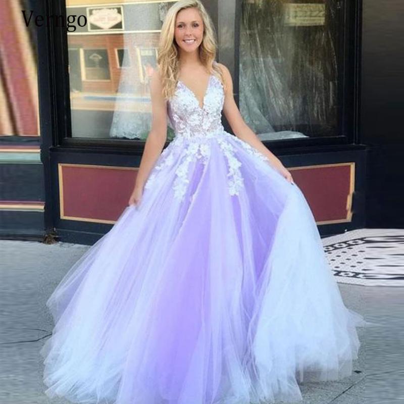 Party Dresses Verngo Lavender Tulle A Line Prom Lace Applique V Neck Long Dress Pageant Dance Gown Lilac Graduation, Khaki
Party Dresses Verngo Lavender Tulle A Line Prom Lace Applique V Neck Long Dress Pageant Dance Gown Lilac Graduation, Khaki