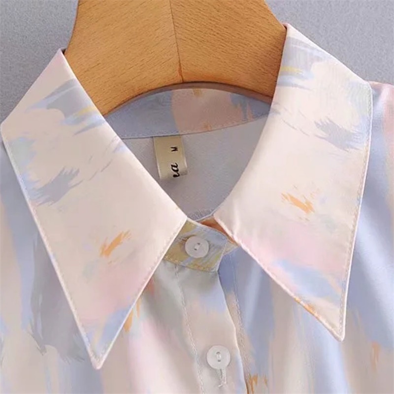 Spring Women Summer Tie-Dyed Blouse Long Sleeve Womens Tops And Blouses Vintage Women Shirts Blusas Roupa Feminina 210520