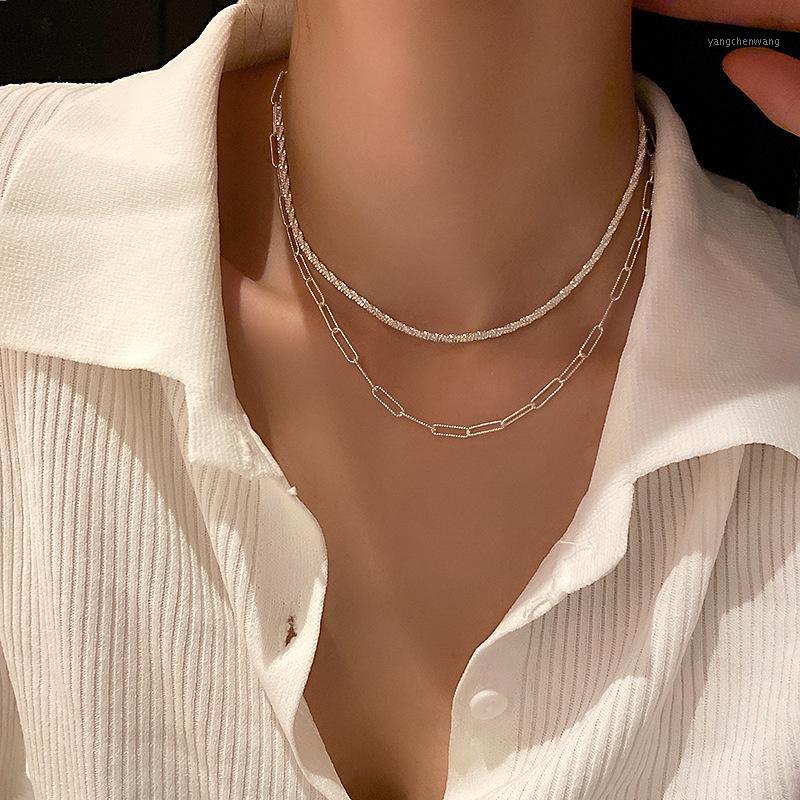 Chains 925 Silver Korean Fashion Simple Sparkling Necklace Geometric Square Neck Chain Net Red Design
Chains 925 Silver Korean Fashion Simple Sparkling Necklace Geometric Square Neck Chain Net Red Design