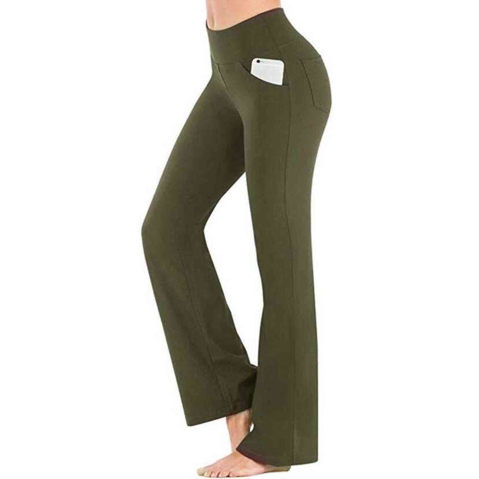Bootcut Flare Pants for Women with Pockets High Waist Workout Bootleg Work Dress Plus Size 4XL 211115