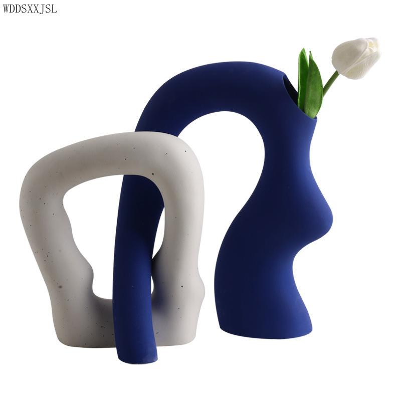 Vases WDDSXXJSL Nordic Creative Irregular Art Ceramic Handicraft Vase Decoration Home Living Room Flower Arrangement