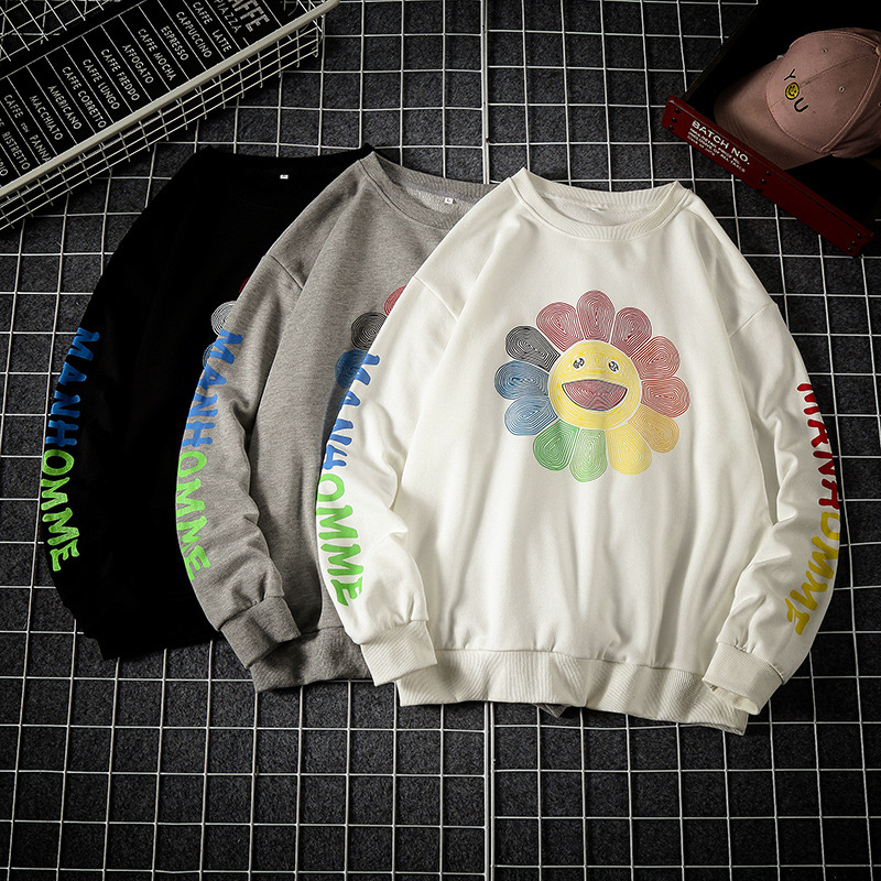 Loose-fitting Shoulder Sleeves Murakami Takashi SunFlowers Hoodies Men's Autumn Casual Round-neck Print Long-sleeved Clothing, White
Loose-fitting Shoulder Sleeves Murakami Takashi SunFlowers Hoodies Men's Autumn Casual Round-neck Print Long-sleeved Clothing, White