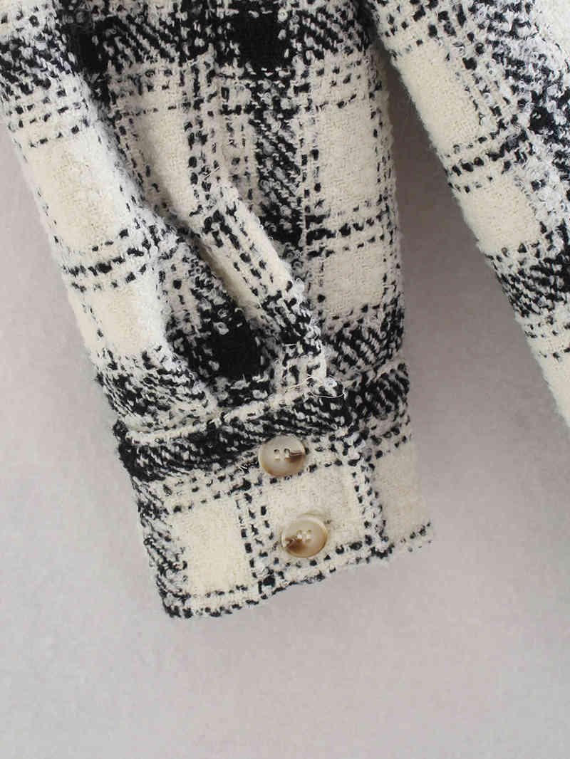 Vintage Women Loose Tweed Jackets Spring-Autumn Fashion Ladies Patchwork Oversize Coats Casual Female Plaid Outerwear 210430