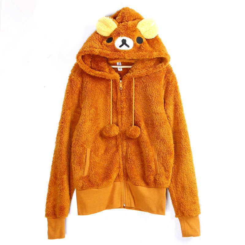 Anime Rilakkuma Bear Hoodies Polar Fleece Designer Cartoon Cute Jacket with Ears Couple Sweatshirt for Women Suit X0721, Orange
Anime Rilakkuma Bear Hoodies Polar Fleece Designer Cartoon Cute Jacket with Ears Couple Sweatshirt for Women Suit X0721, Orange