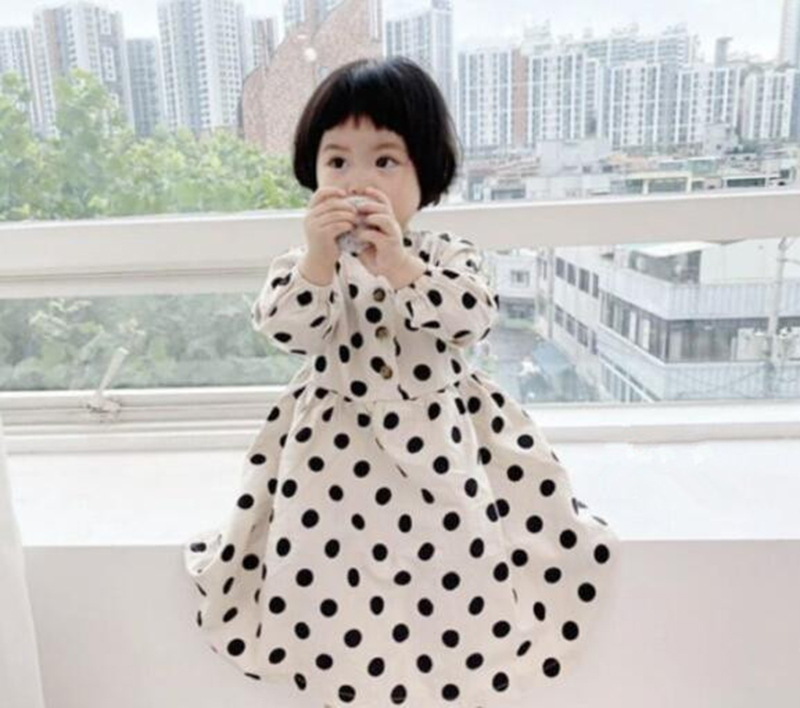 Baby Girls Polka Dot Dress Clothes Spring Party Pure Cotton Princess 210429