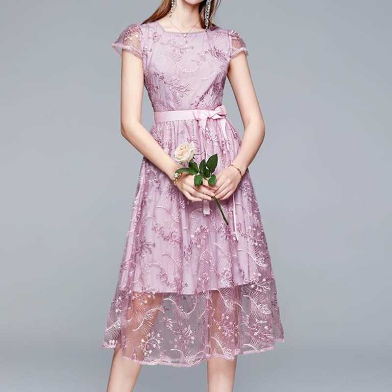 ZAWFL Fairy French Retro Gentle Embroidery Mesh Dress O-Neck Elegant Lace-Up Short Sleeve Long Purple Female 210525, Picture color
ZAWFL Fairy French Retro Gentle Embroidery Mesh Dress O-Neck Elegant Lace-Up Short Sleeve Long Purple Female 210525, Picture color