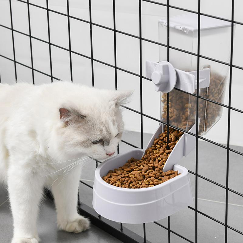 Pet Hanging Food Dispenser Multipurpose Dog Cats Parrots Birds Foodstuff Feeder Iron Cage Device Adjusted Hangable Bowl 2L