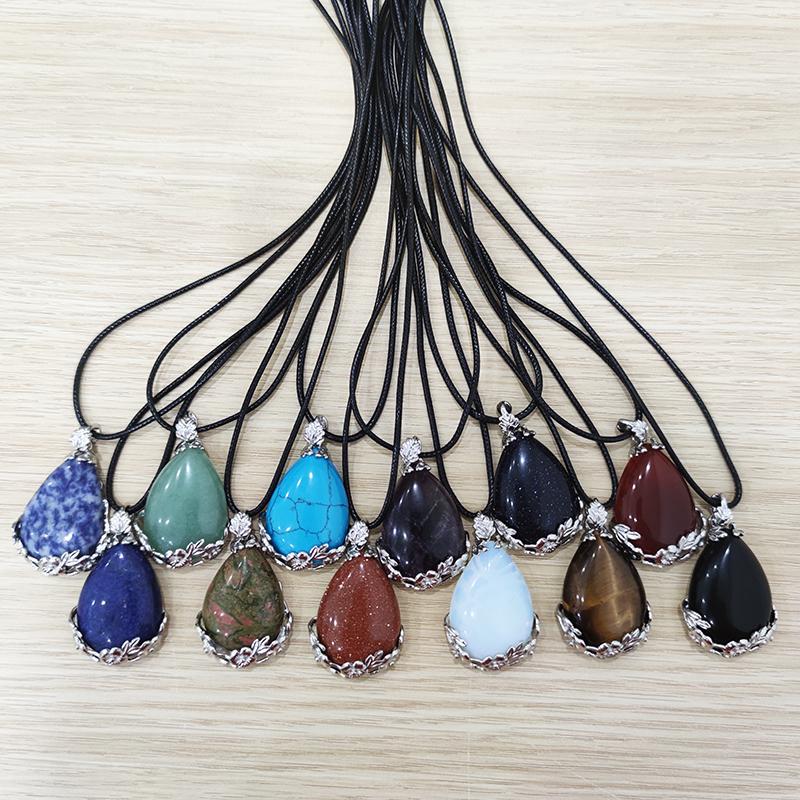 Pendant Necklaces Vintage Natural Water Drop Clip Flower With Wax Rope Gem Crystal Healing Stone Tree Of Life Necklace Ladies Jewelry
Pendant Necklaces Vintage Natural Water Drop Clip Flower With Wax Rope Gem Crystal Healing Stone Tree Of Life Necklace Ladies Jewelry