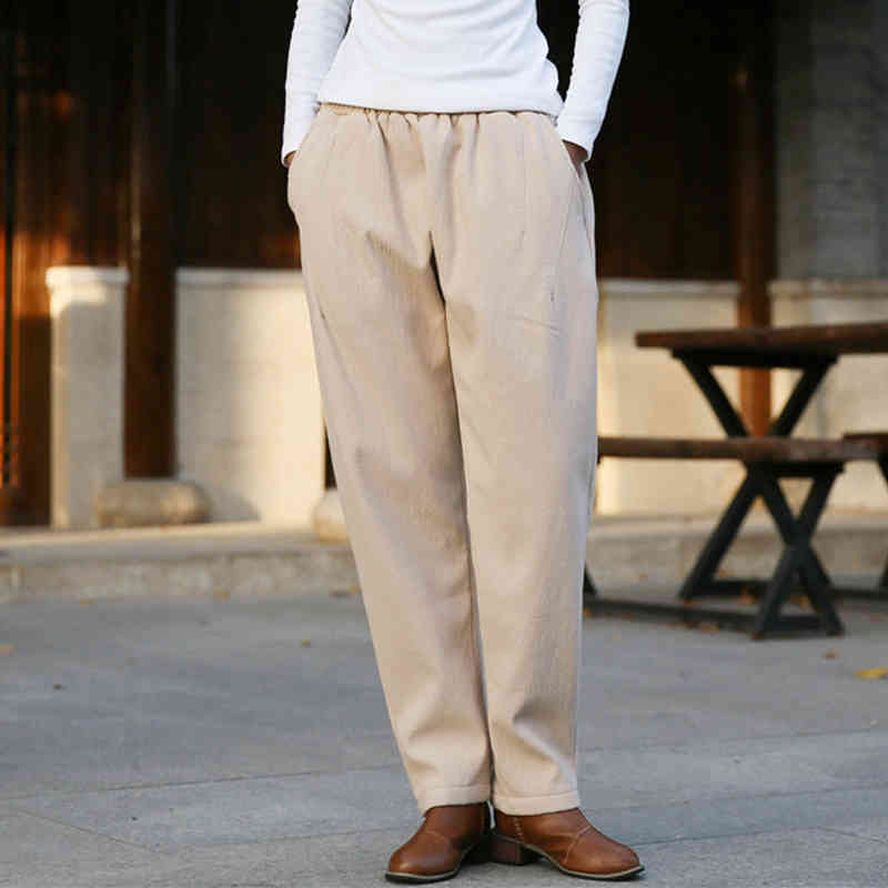 Johnature Women Vintage Cotton Linen Long Pants Fleece Elastic Waist Thick Warm Trouser Winter Casual Straight Pants 210521, Coffee 
Johnature Women Vintage Cotton Linen Long Pants Fleece Elastic Waist Thick Warm Trouser Winter Casual Straight Pants 210521, Coffee
