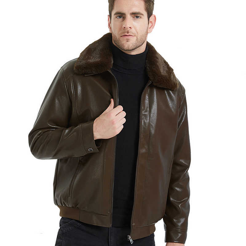 Men Biker Fur PU Jacket Leather Faux Fur Jackets Mens Fashion Fluffy Winter Coat Men's Casual Motorcycle Clothing Homme 3XL 210603