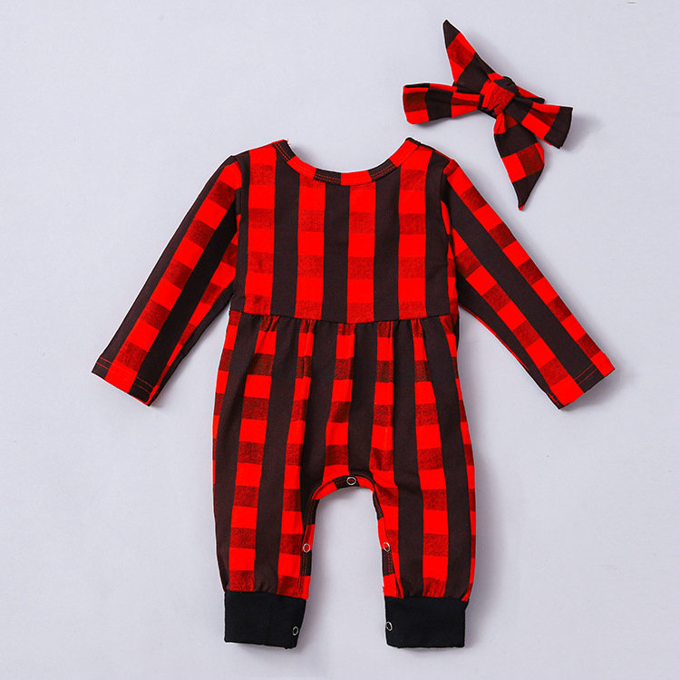 Rompers KIDS Baby Jumpsuits Rompers Spring and Autumn Christmas Red Plaid Long Sleeve Butterfly Knot Climbing ClothesY250119EJ1V