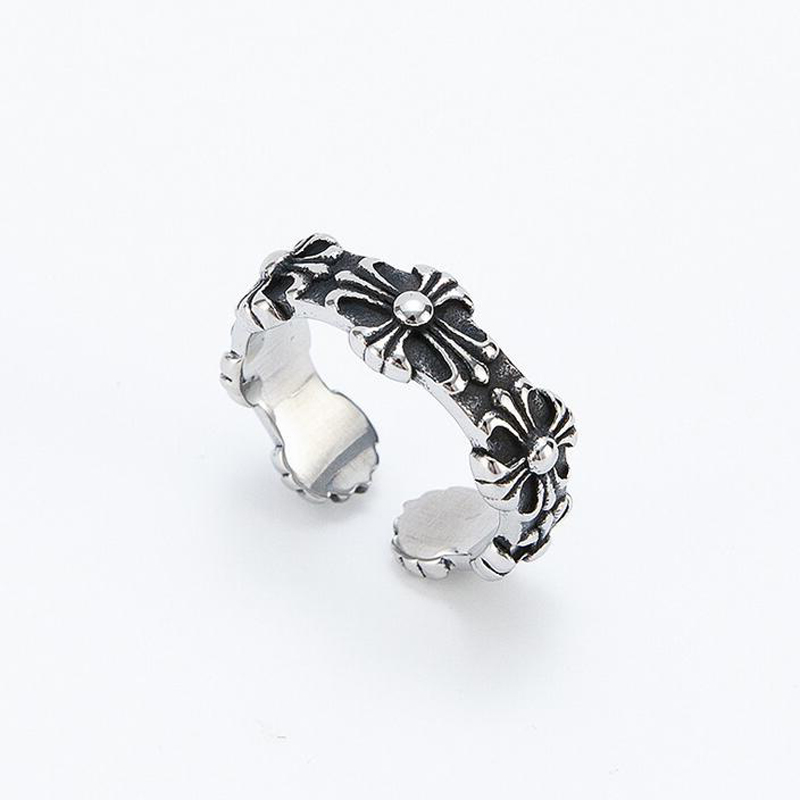 Silver Fashion Cross Brand Chrom&Hearts Retro Simple Titanium Band Rings Personality Punk Men Stainless Steel Hip-Hop Motorcycle Openings Ri
Silver Fashion Cross Brand Chrom&Hearts Retro Simple Titanium Band Rings Personality Punk Men Stainless Steel Hip-Hop Motorcycle Openings Ri