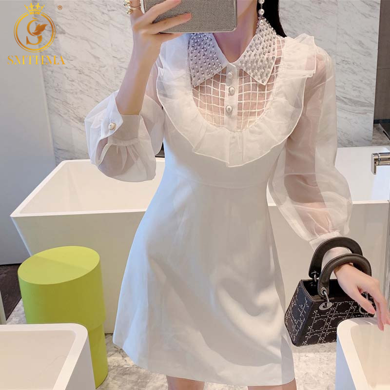 Spring And Autumn Women' Mesh Patchwork Runway Dresses Beaded Ruffled White Long Sleeved Vestidos 210520, Photo color
Spring And Autumn Women' Mesh Patchwork Runway Dresses Beaded Ruffled White Long Sleeved Vestidos 210520, Photo color