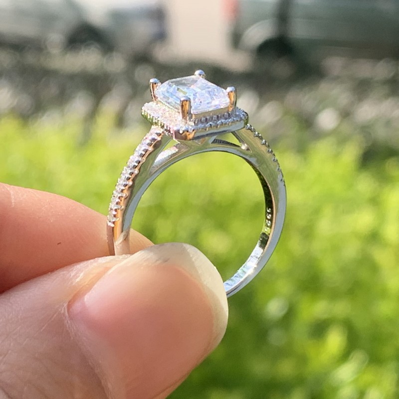 Choucong Brand Top Sell Wedding Rings Luxury Jewelry Real 925 Sterling Silver Emerlad Cut CZ Diamond Party Gemstones Women Engagement Band Bridal Ring