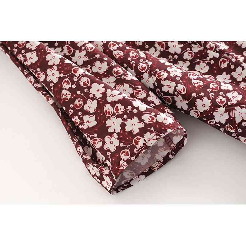 Elegant Women Bandage Tie Bow Backless Floral Print Short Sleeve Vintage Dress Ladies A line Back Strap Midi Dresses 210429