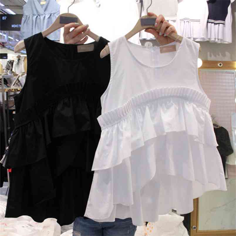 Summer Women's O Neck Layered Ruffles Sleeveless T-Shirt Tee Girls Ladies Pullover Casual Asymmetric Tops 210428, Black
Summer Women's O Neck Layered Ruffles Sleeveless T-Shirt Tee Girls Ladies Pullover Casual Asymmetric Tops 210428, Black