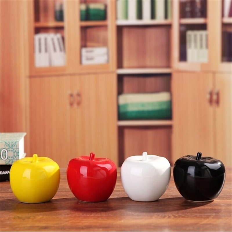 1PCS Ceramic Apple Figurines Fruit Model Miniatures Christmas Birthday Gifts Living Room Bedroom Decoration Crafts Home Decor 210811