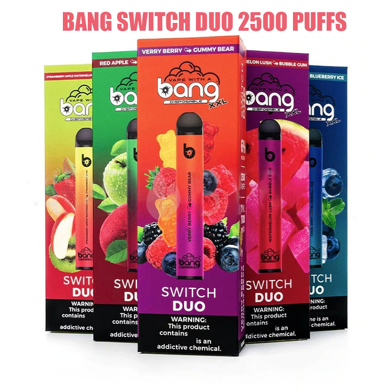 Bang XXL Switch Duo 2500 Puffs Disposable E Cigarette Device With 1100mAh Battery 7ml Pod Prefilled Vape Pen Catridge Bangs
Bang XXL Switch Duo 2500 Puffs Disposable E Cigarette Device With 1100mAh Battery 7ml Pod Prefilled Vape Pen Catridge Bangs
