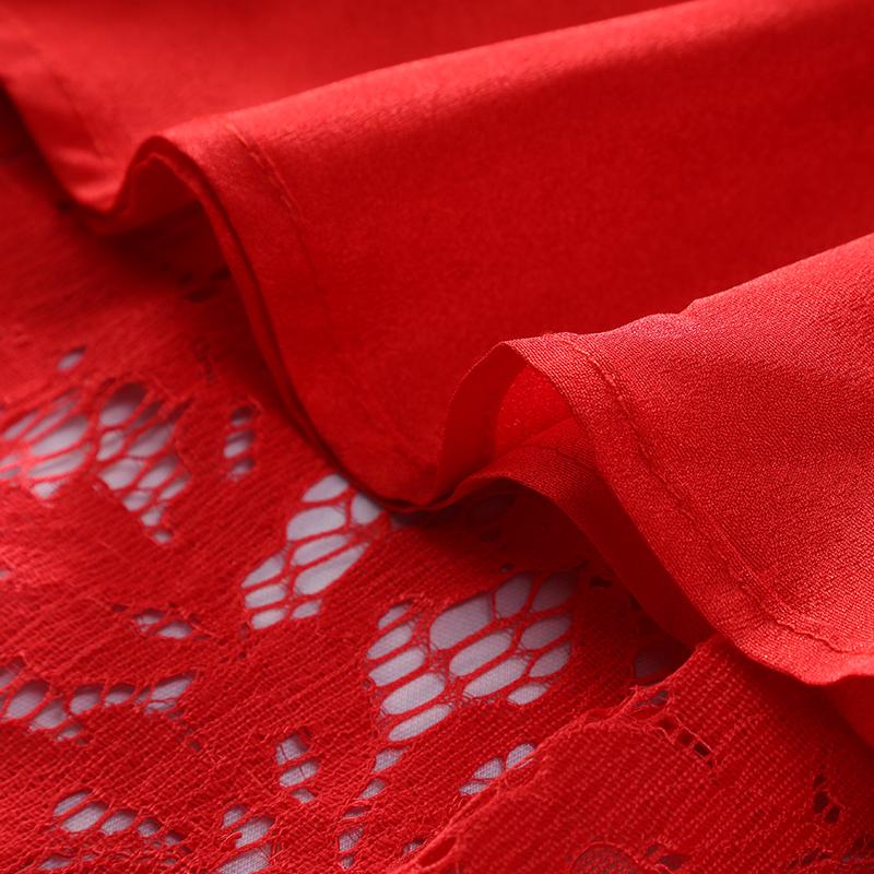 Red Brand Dress Spring And Autumn Standing Collar Lace Cheongsam Wedding Bridal Toast Casual Dresses