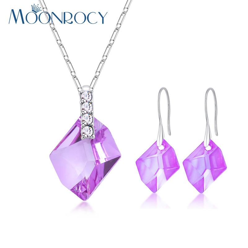 Earrings & Necklace MOONROCY Silver Color Fashion Blue Purple Pink Crystal And Jewelry Set Wholesale Women's Gift Drop
Earrings & Necklace MOONROCY Silver Color Fashion Blue Purple Pink Crystal And Jewelry Set Wholesale Women's Gift Drop