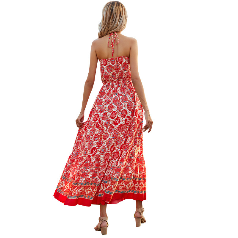 Women Dress Sleeveless Printed Bohemia es Sexy Long Print Floral Maxi Backless Plus Size Summer es 210513