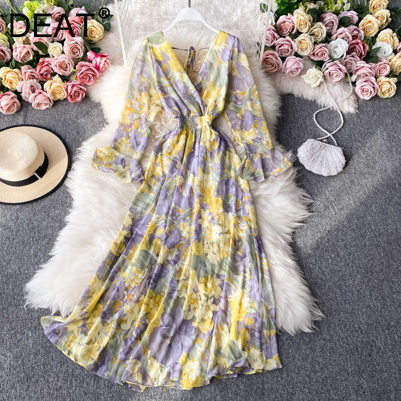 DEAT Women Printing Midi-long Dress V-Neck Long Sleeve Arrivals Lady Temperament Fashion Spring Summer 11D1712 210709, Black
DEAT Women Printing Midi-long Dress V-Neck Long Sleeve Arrivals Lady Temperament Fashion Spring Summer 11D1712 210709, Black