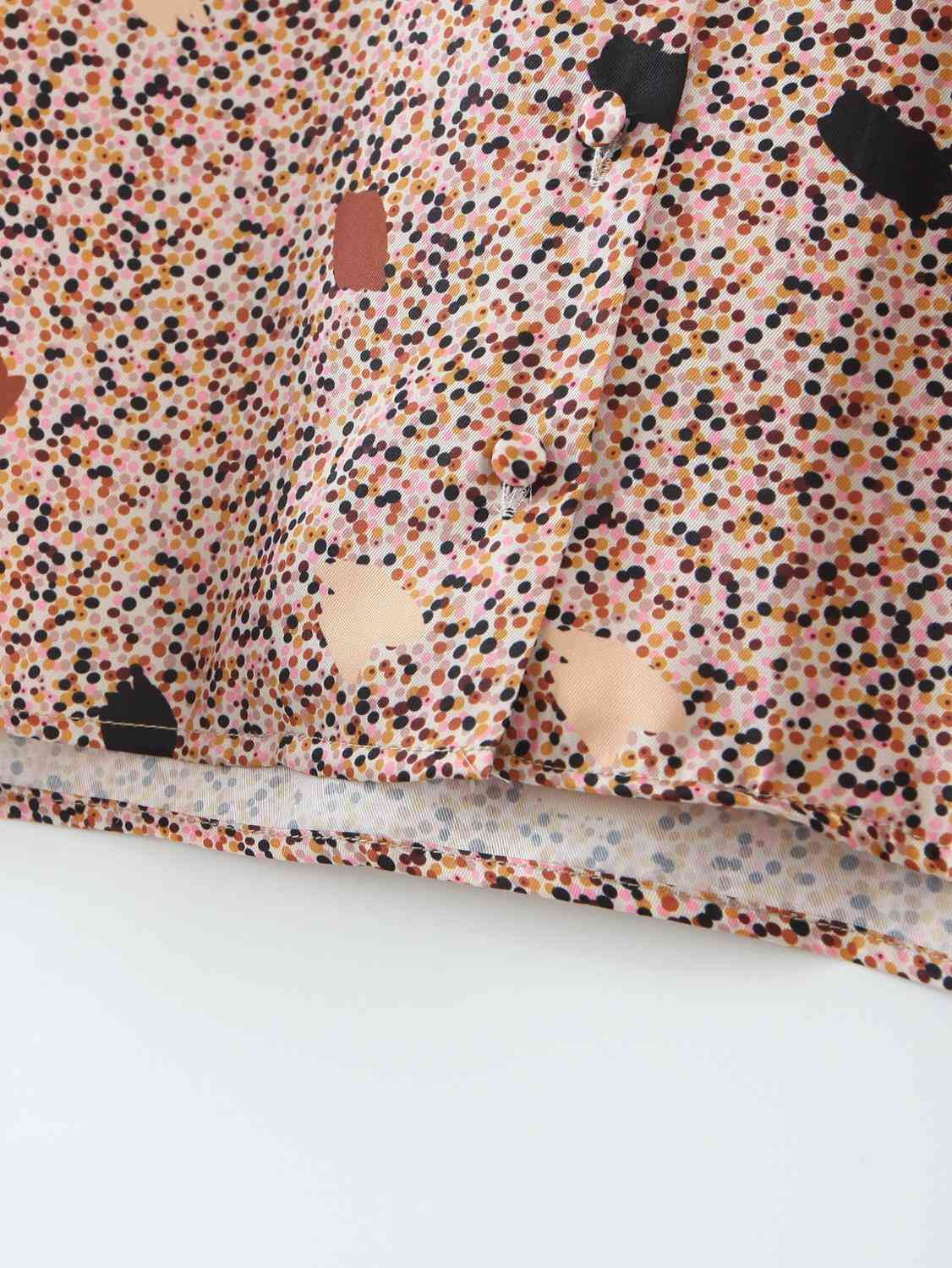 Vintage Notched Collar Colored Dot Print Shirt Retro Woman Loose Long sleeve Blouse Chic Tops Blousas 210429