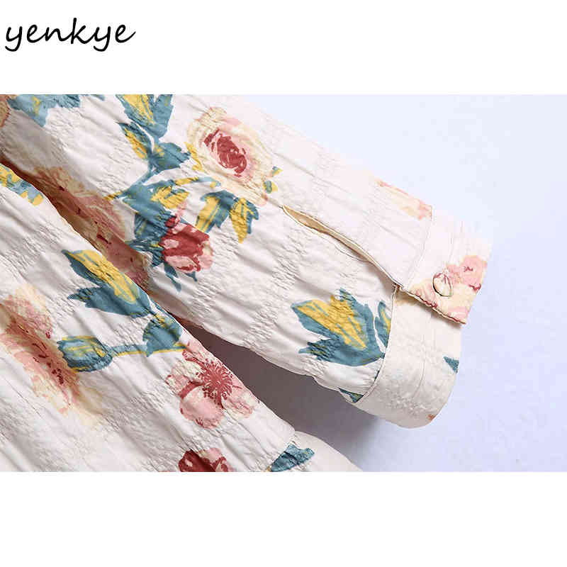 YENKYE Vintage Floral Print Mini Dress Women O Neck Loose Casual Dress Female Summer Plus Size Short Vestido 210515