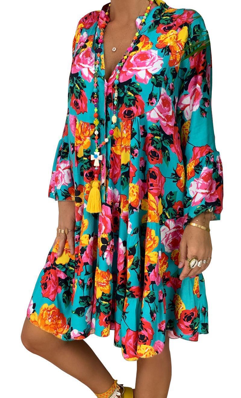 women dresses s 5xl fashion printed plus size summer long sleeve button loose mini dress big swing boho above knee, Black;gray
women dresses s 5xl fashion printed plus size summer long sleeve button loose mini dress big swing boho above knee, Black;gray