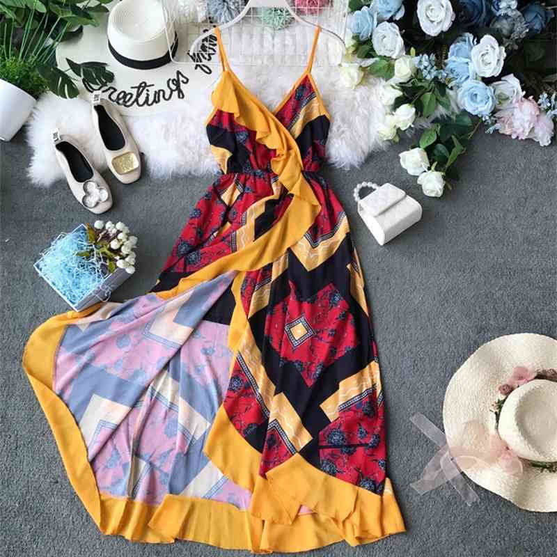 Retro Women Boho Dresss Summer Spaghetti Strap Sexy V-neck Patchwork Midi Ruffles Dresses Fashion Ladies Long Robe 210602
Retro Women Boho Dresss Summer Spaghetti Strap Sexy V-neck Patchwork Midi Ruffles Dresses Fashion Ladies Long Robe 210602