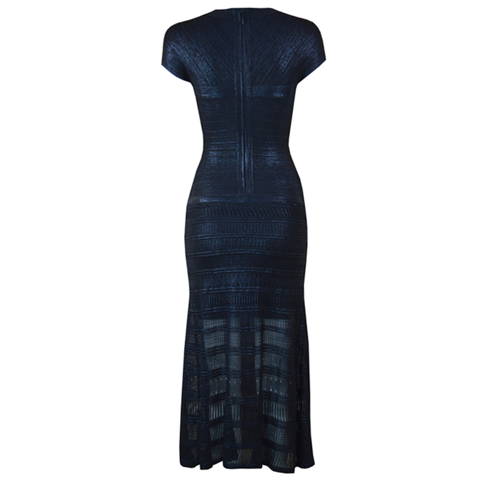 Summer Women Elegant Black Bandage Maxi Dress Sexy Short Sleeve V Neck Club Celebrity Evening Party Bodycon 210423