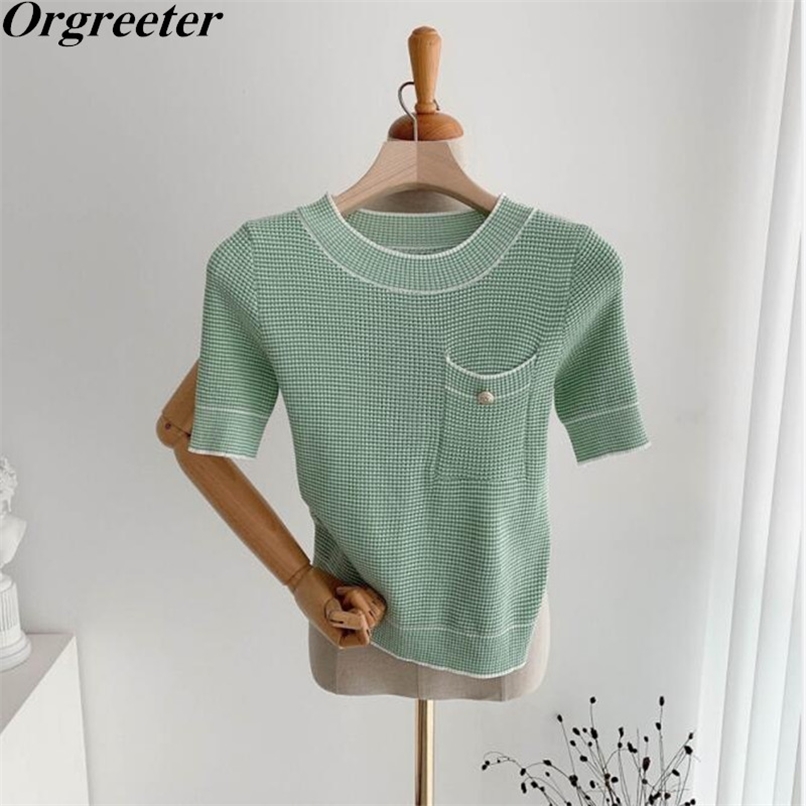 Thin Hollow out Knit Tshirt Women Button Blouse Summer Women's Tops Short Sleeve Casual Pullover Sweater Tees Female 210602, Red
Thin Hollow out Knit Tshirt Women Button Blouse Summer Women's Tops Short Sleeve Casual Pullover Sweater Tees Female 210602, Red