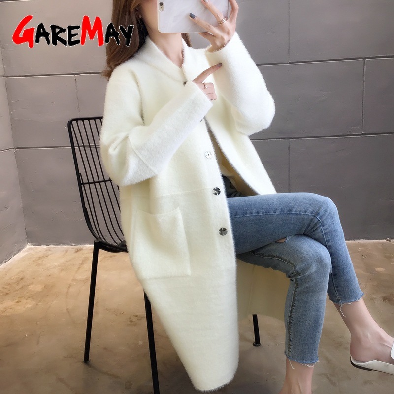 Autumn and Winter Woolen Coat Female Mid-Long Korean Temperament Women's Outerwear Women Sweater 210428
